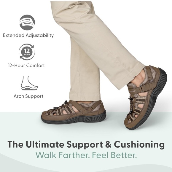 Orthofeet Clearwater Men’s Leather Closed Toe Sandals Brown Size 8.5 main image 9